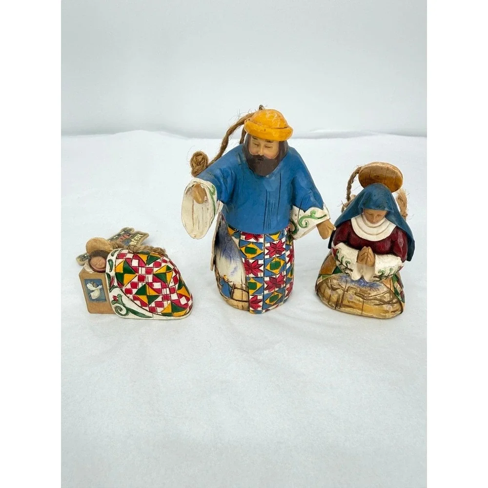 Jim Shore Heartwood Creek Nativity Ornament Set 3 Piece 'Joy to The World' XMAS